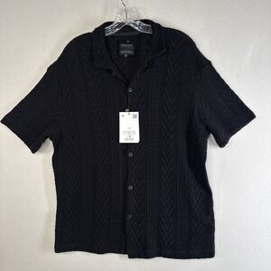 Cactus Man Ricky Singh L Black Jacquard Button Up Sweater NWT